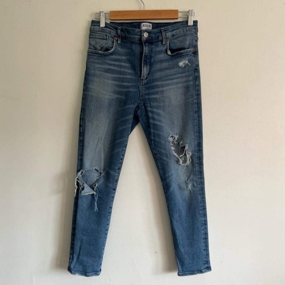 Agolde light wash distressed cropped jeans size 29